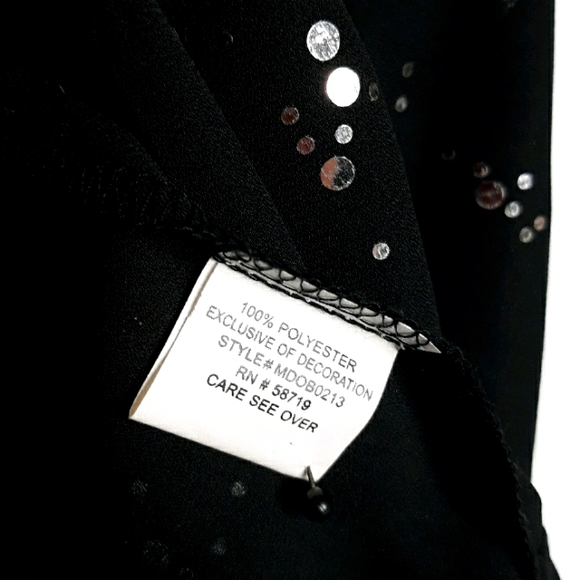 Notations Black Sequin Embellished Long Sleeve Buttons up Blouse - Picture 7 of 7